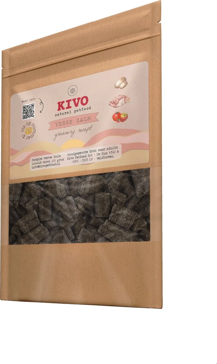 PROEFZAKJE Hondenbrokken Verse Zalm 300 gram - Koudgeperst - Graanvrij by Kivo Petfood – product photo