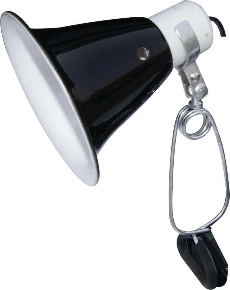 Black Dome Clamp Lamp Fixture - Terrarium Verlichting - 14 cm - 60W de Komodo en Noir – photo produit