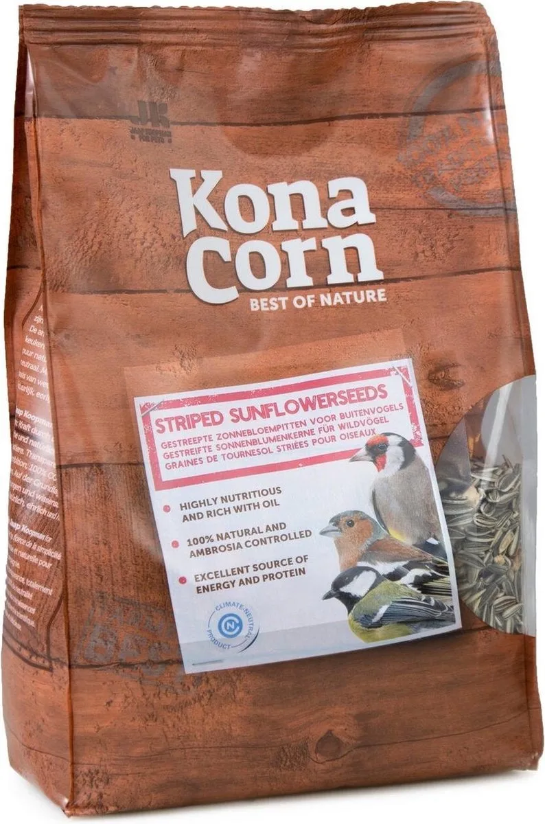 Gestreepte Zonnebloempitten | 900 gr Vogelvoer by Konacorn – product photo