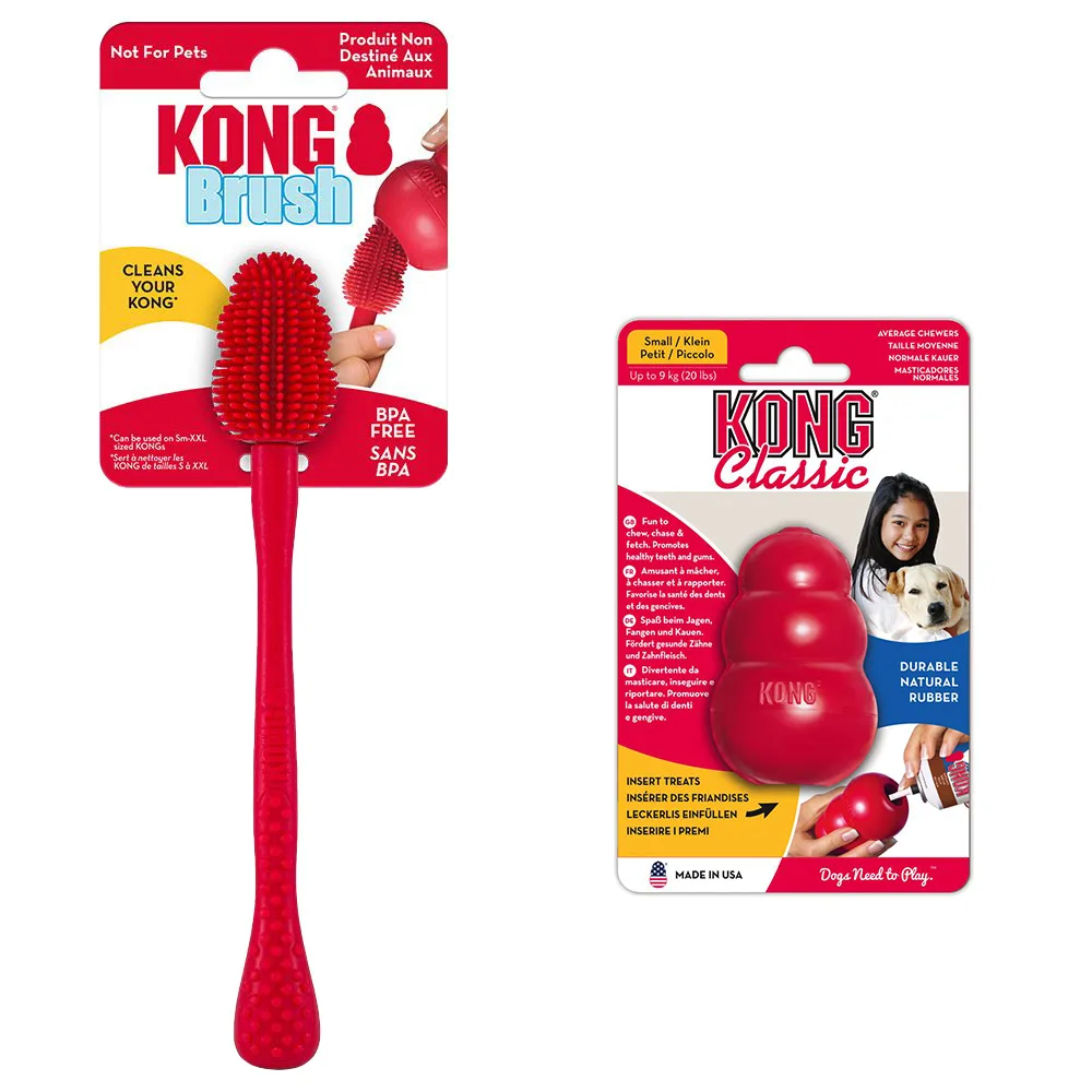 Classic S (7 cm) + KONG Schoonmaakborstel hondenspeelgoed by KONG – product photo