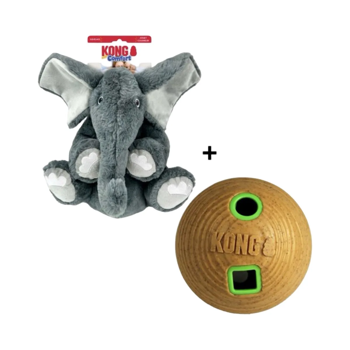 Combideal Kong - Comfort Kiddos Jumbo Olifant XL – Hondenknuffel - Hondenspeelgoed – Olifant - 20 x 30,6 x 44,4 CM de KONG en Gris – photo produit
