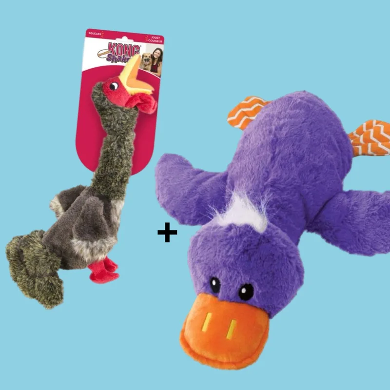 Combideal: Kong Shakers Honkers Kalkoen + Eend 40 cm Pluche Speelgoed by KONG in Purple – product photo