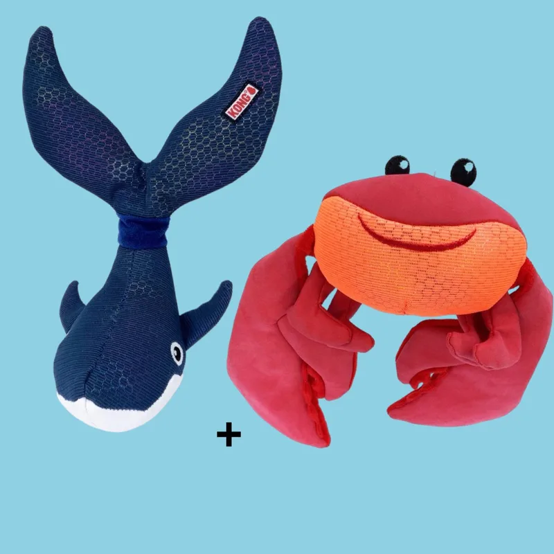 Combideal: Kong Shimmy Shakers Krab + Walvis Pluche Speelgoed by KONG in Krab, Walvis – product photo
