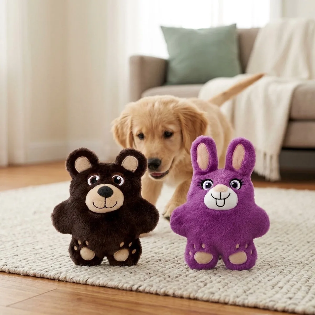 Combideal: Kong Snuzzles Konijn 24 cm + Kong Snuzzles Beer 22 cm Pluche Knuffels de KONG en Marron – photo produit