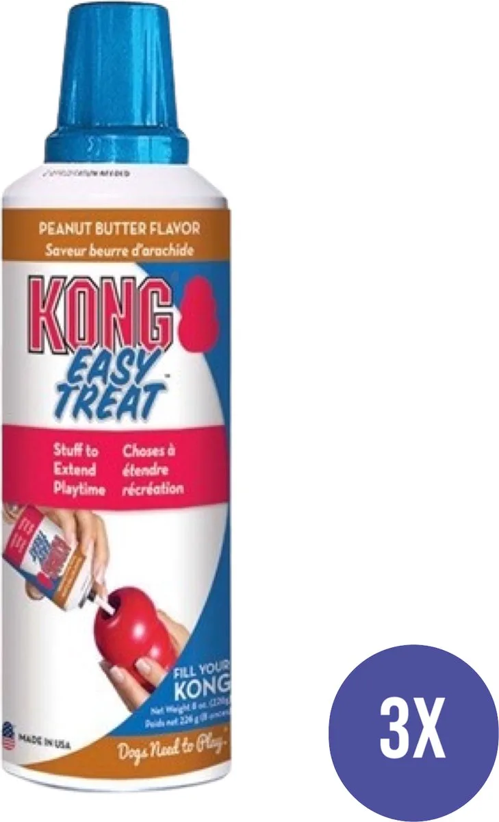Easy Treat Pindakaas | Smeerbare Hondensnack Vulling in Spuitbus von KONG in Blau – Produktfoto