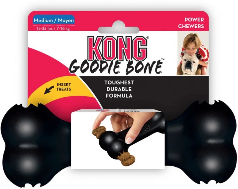 Extreme Goodie Bone - Honden Speelgoed - Zwart - 18 cm - M von KONG in Zwart M – Produktfoto