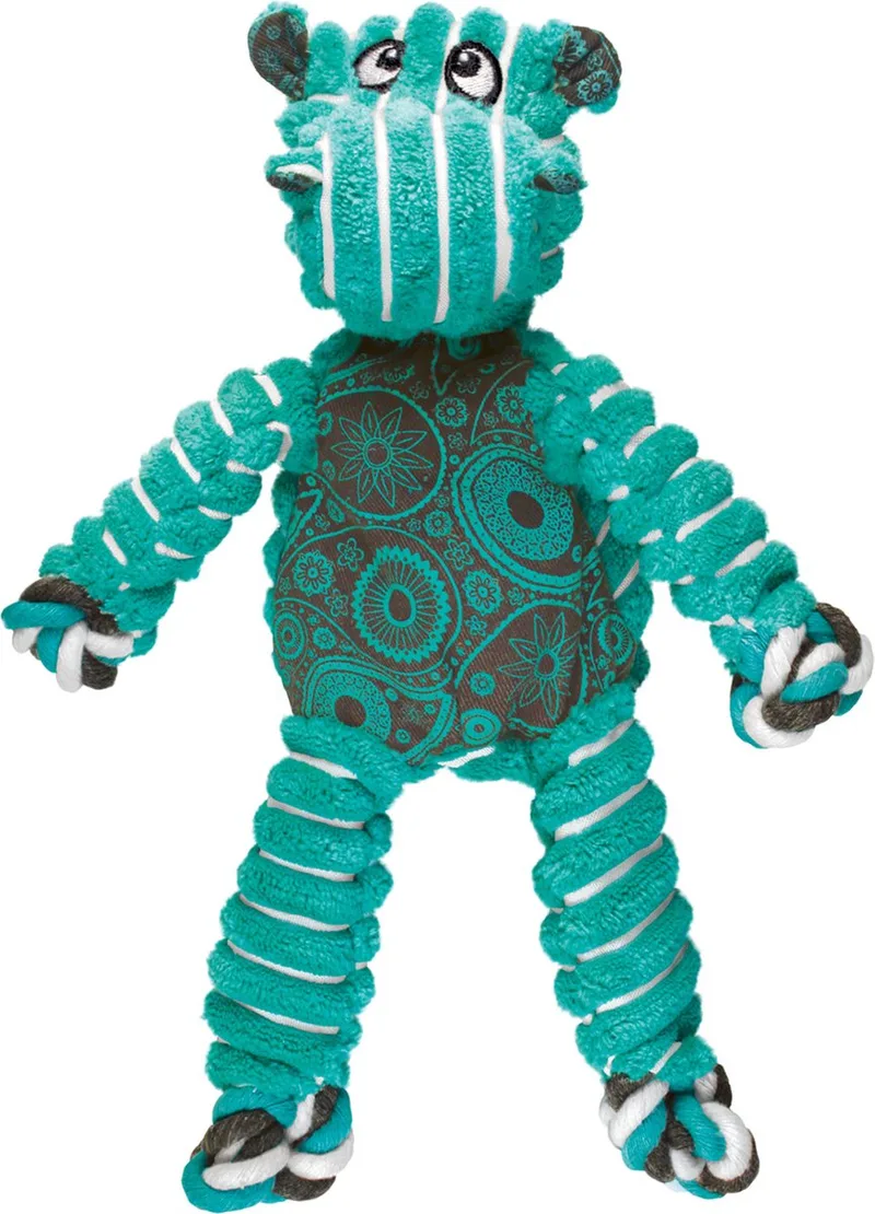 Floppy Knots - M/L - Nijlpaard - Hondenspeelgoed - Groen/ - 36 x 19 x 8 cm de KONG en Bleu – photo produit