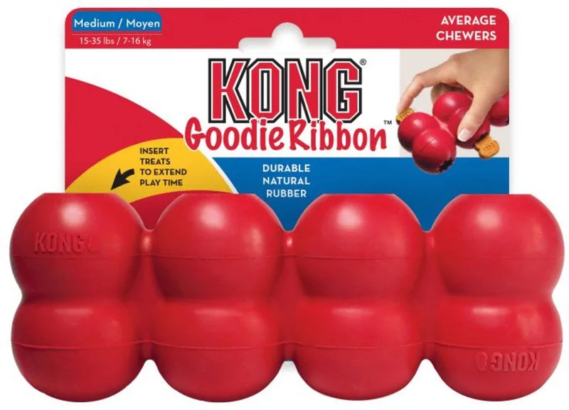 Goodie Ribbon Rood - Hondenspeelgoed - Medium de KONG – photo produit
