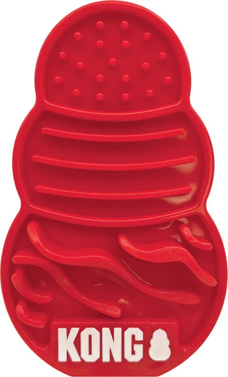 Likmat - Anti schrok voerbak - Vaatwasserbestendig - Multifunctioneel - Voor Honden en Katten - Gebitsverzorging de KONG en Rouge – photo produit