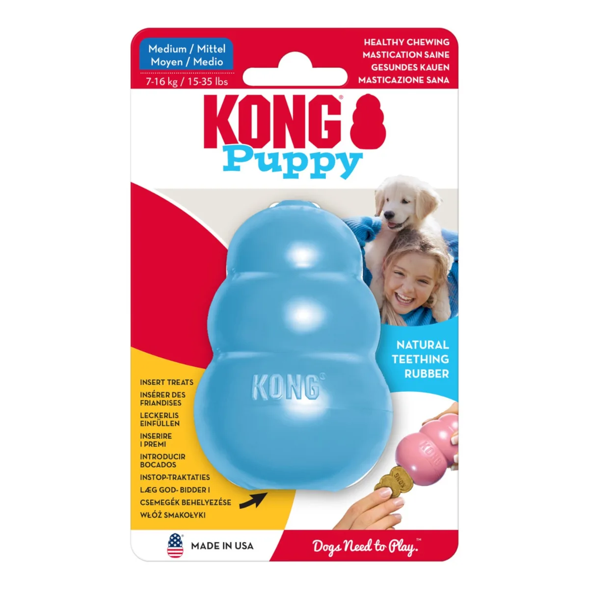 Puppy Maat M Blauw Rubberen Puppyspeelgoed fra KONG – produktbillede