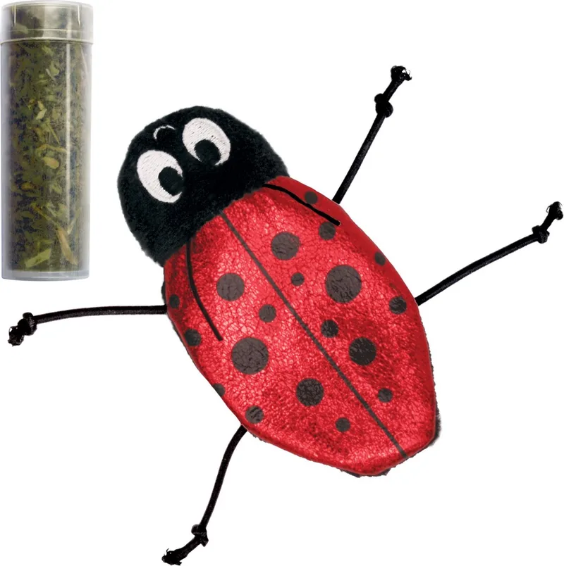 Refillables Ladybug - Kattenspeelgoed - Rood Zwart Met Catnip by KONG in Blue – product photo