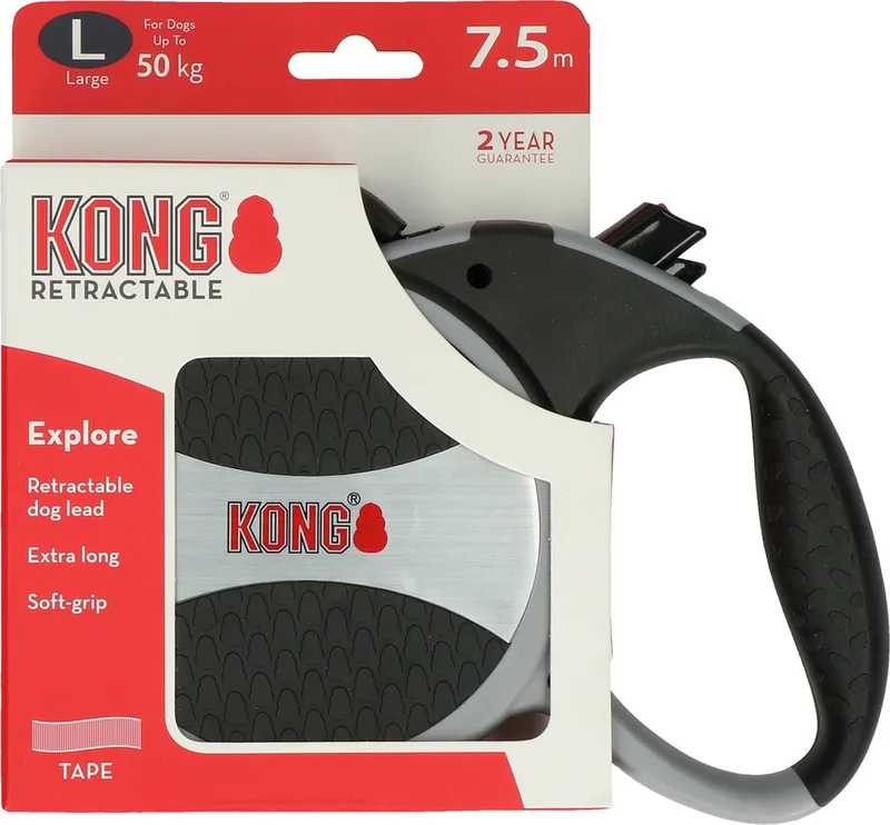 Retractable Leash Explorer - 7,5 m von KONG in Schwarz – Produktfoto
