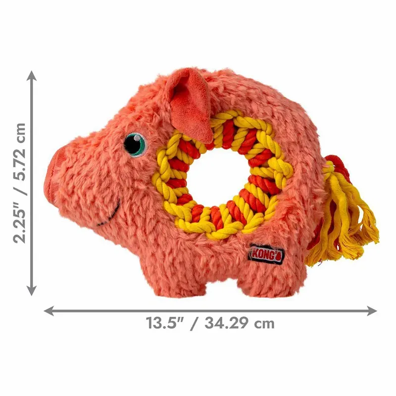 Ringaroos Pig - Hondenspeelgoed - Pink M de KONG en Jaune – photo produit 3 sur 3