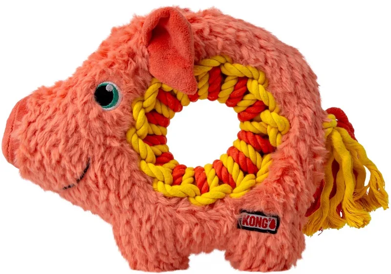 Ringaroos Pig - Hondenspeelgoed - Pink M de KONG en Jaune – photo produit 1 sur 3