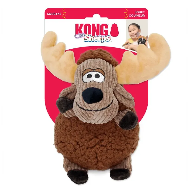 Sherps Floofs Big Moose Hondenspeeltje | Pluche Eland met Ribfluweel Details by KONG in Brown – product photo 2 of 2