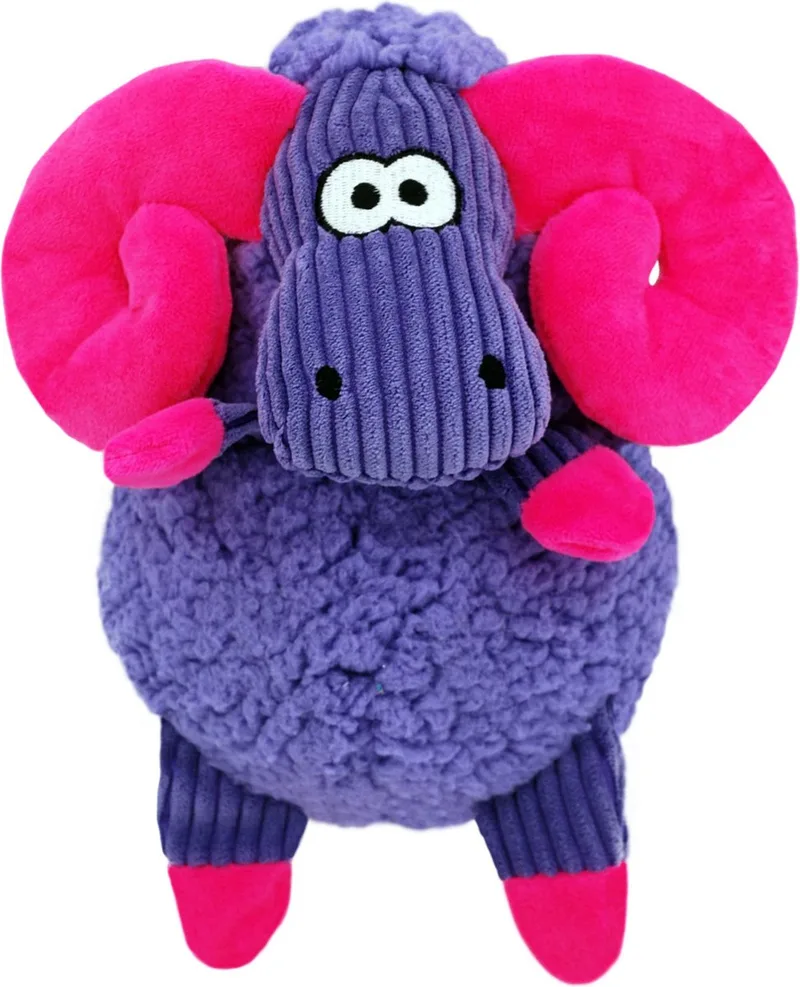 Sherps Floofs Hondenspeeltje Schaap met Roze Hoorns - Pluche de KONG en Violet – photo produit