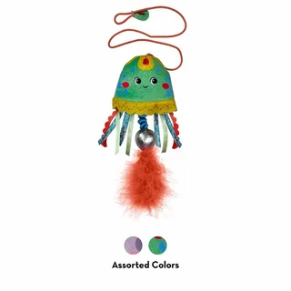 Teaser Jellyfish - Kattenspeelgoed - 2.54x8.89x19.69 cm Assorti Multi-Color van KONG in Blauw – productfoto 2 van 3