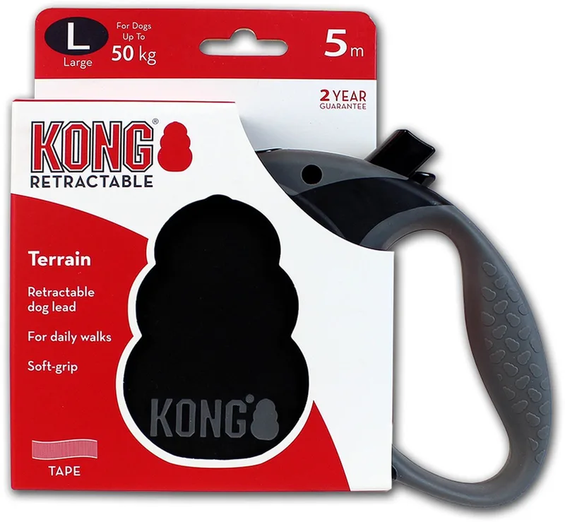Terrain Rollijn – Hondenriem – Met remsysteem - Tot 50 kg - L - 5 Meter von KONG in Schwarz – Produktfoto