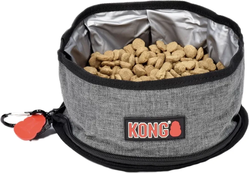 Waterbuil hond - Water drinkbak outdoor - opvouwbare waterbak voerbak - Reis water drinken - Water Bowl von KONG in Grau – Produktfoto