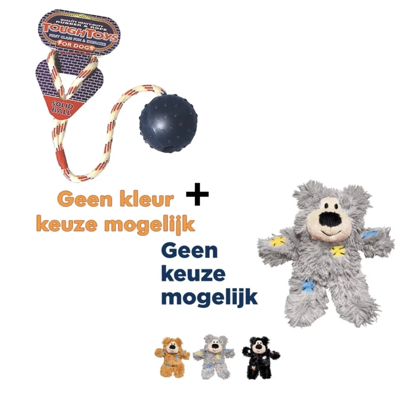 Wild Knots Bear met Stevige Bal aan Touw voor Honden von KONG in Grau – Produktfoto
