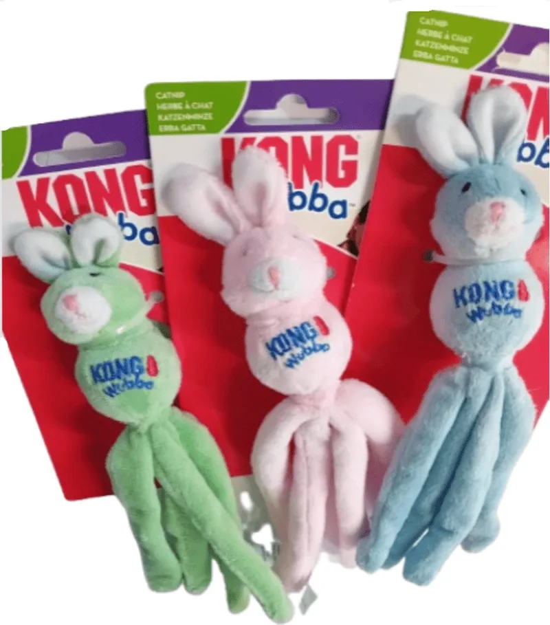 Wubba Bunny - Pluche - Kattenspeeltje - Pastel - 21cm von KONG in Blau – Produktfoto