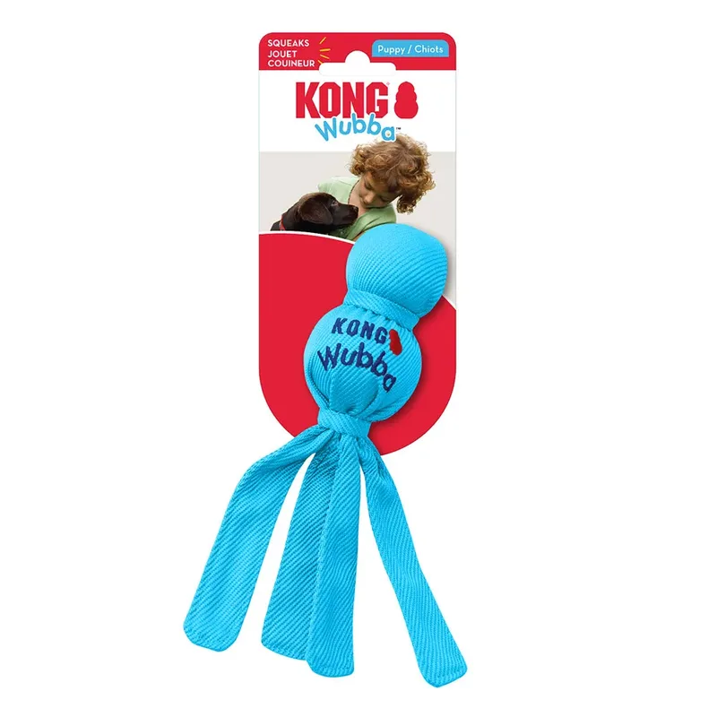 Wubba Puppy - Honden Speelgoed - Assorti Roze of Blauw - 22 cm von KONG in Blau, Rosa – Produktfoto 3 von 4