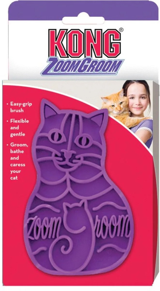 Zoom Groom Kattenborstel – Borstel – Kattenkam – 11cm von KONG in Lila – Produktfoto
