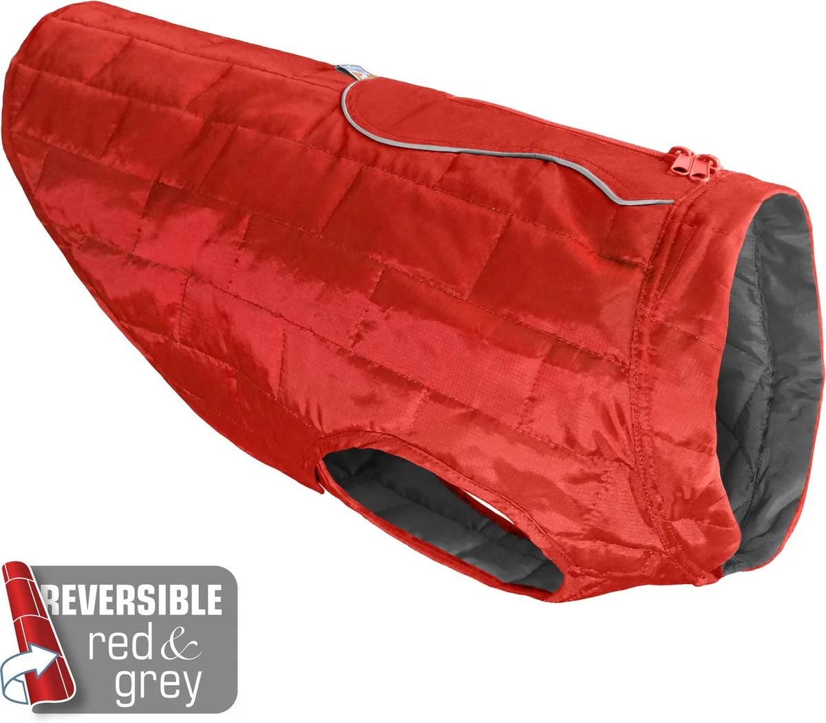Loft Jacket Rood&Antraciet - Hondenjas - L de Kurgo en Rouge, Gris – photo produit