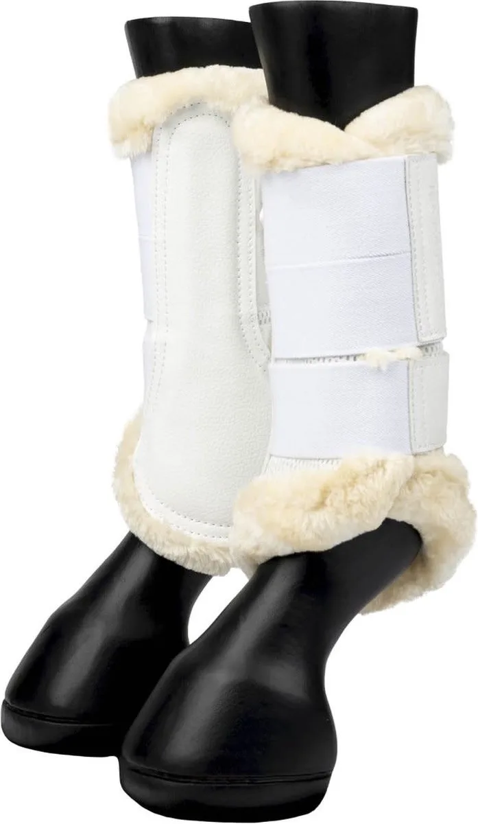 Beenbeschermers Lemieux Fleece Edge Mesh Brushing de LeMieux en Wit-beige – photo produit