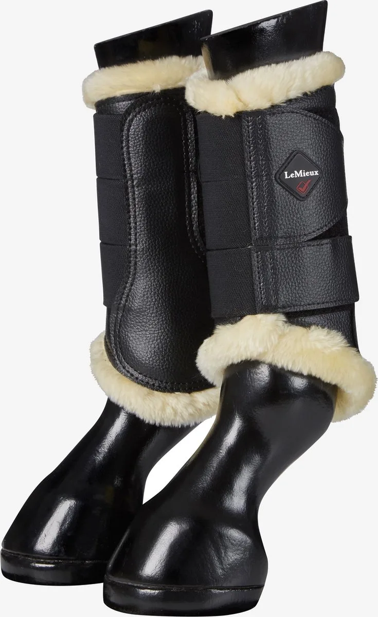 Beenbeschermers Lemieux Fleece Flextrainers Black-beige by LeMieux in Black, Natural – product photo