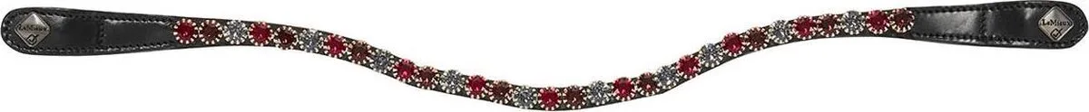 Frontriem Spectrum Diamond - Red-black - extra Full van LeMieux in Black leather, Mulberry stones – productfoto