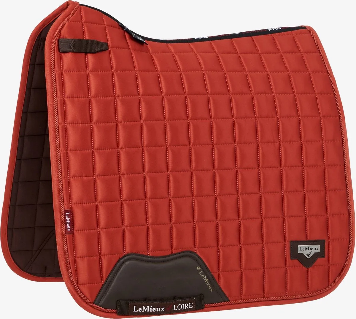 Loire Sienna Collection - Model: Dressage Square Satin - Maat: Big Pony/Cob von LeMieux in Rot – Produktfoto