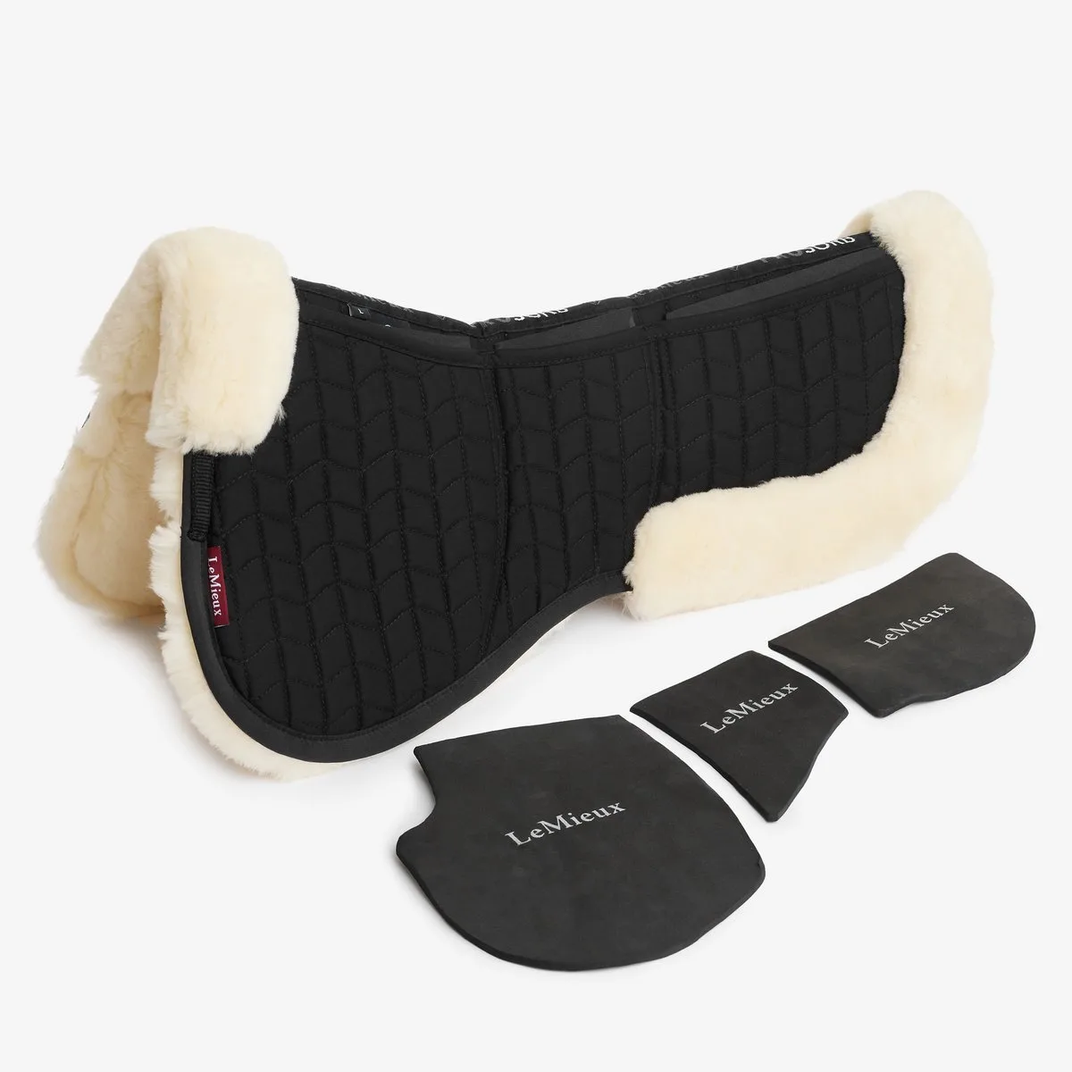 Merino+ ProSorb 3 Pocket Zadelonderlegger Aanpasbaar Full de LeMieux en Noir, Naturel – photo produit