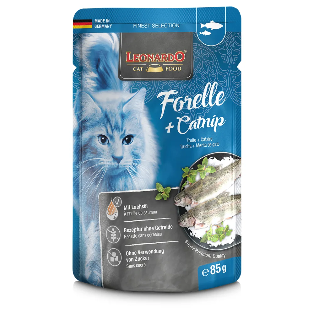 16x85g Finest Selection Zakjes Forel & kattenkruid Leonardo Kattenvoer by Leonardo – product photo
