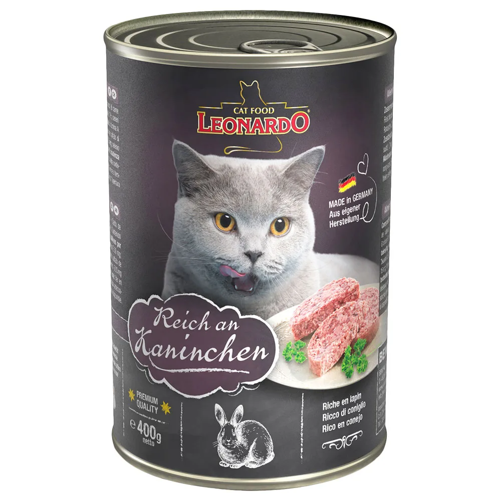24x400g Rijk aan Konijn Leonardo All Meat Kattenvoer fra Leonardo – produktbillede