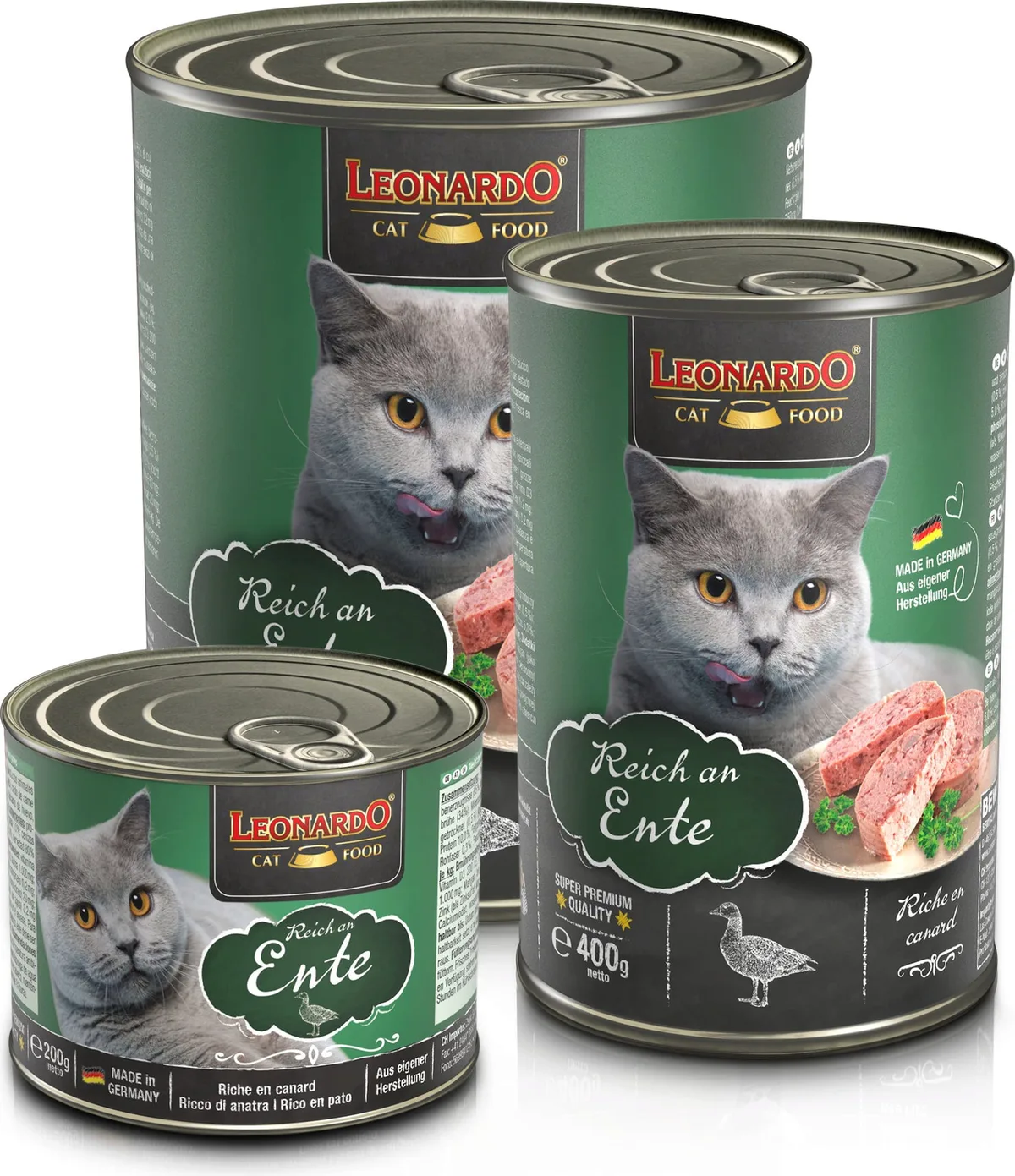 6x Leonardo Natvoer rijk aan eend voor katten 200 GR de Leonardo – photo produit