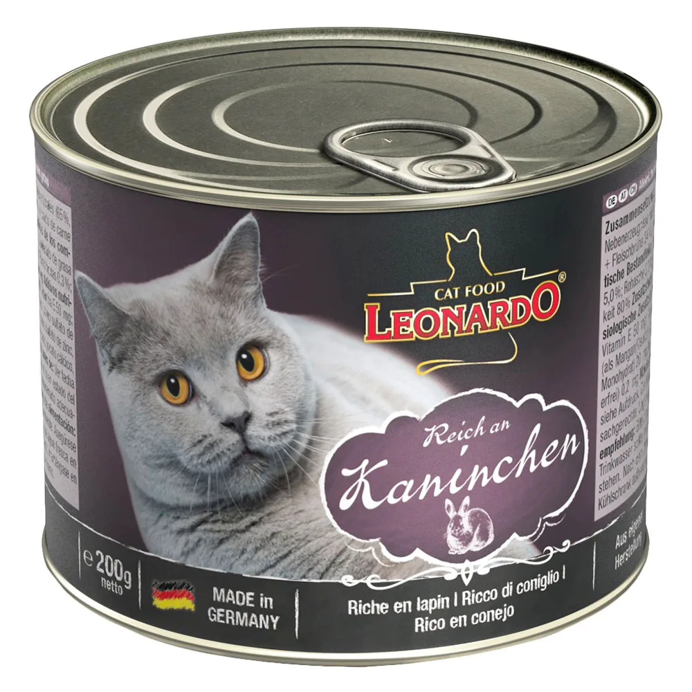 6x200g Rijk aan Konijn Leonardo All Meat Kattenvoer de Leonardo – photo produit