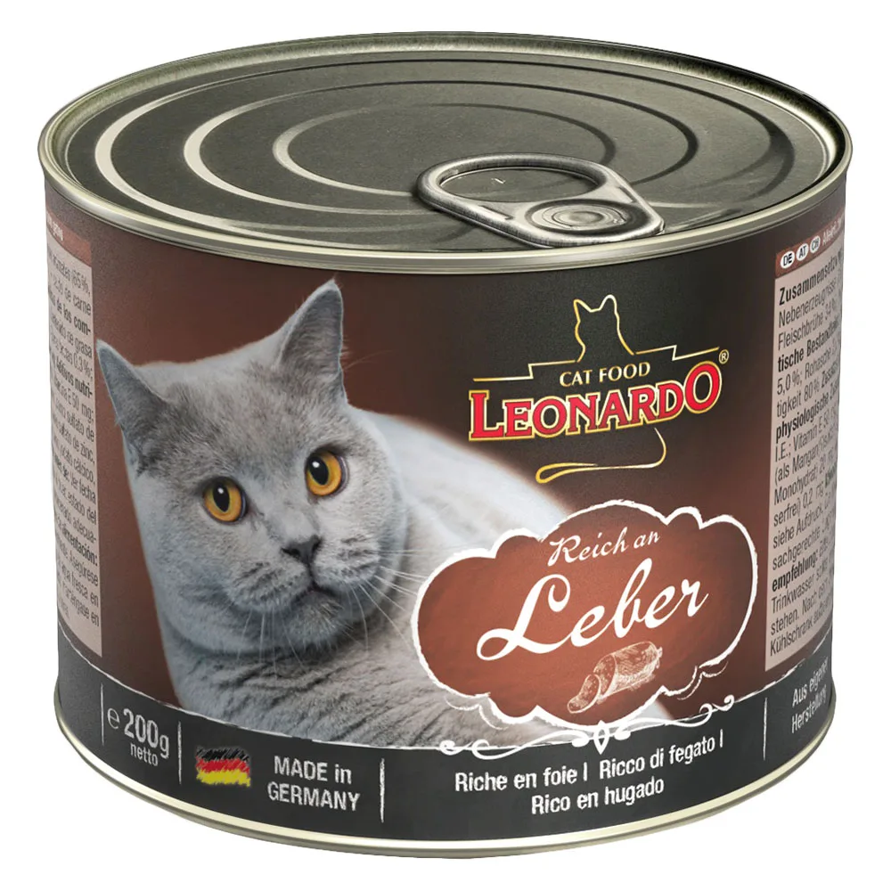 6x200g Rijk aan Lever Leonardo All Meat Kattenvoer de Leonardo – photo produit
