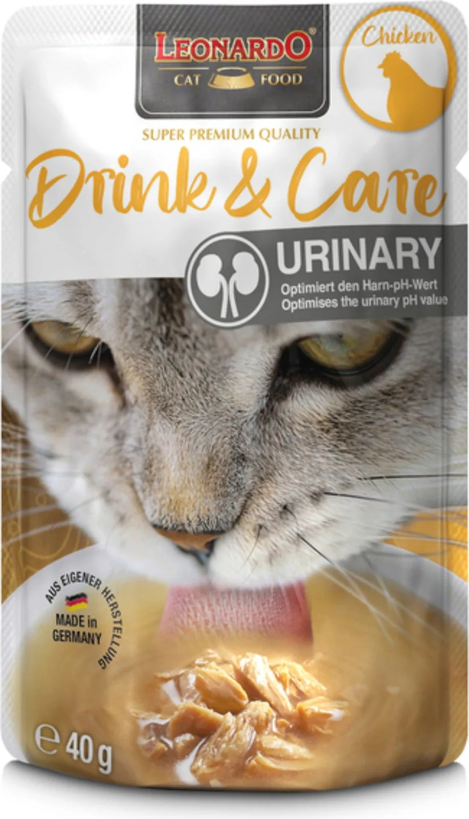 Drink & Care Urinary natvoer met kip voor katten 40 GR fra Leonardo – produktbillede