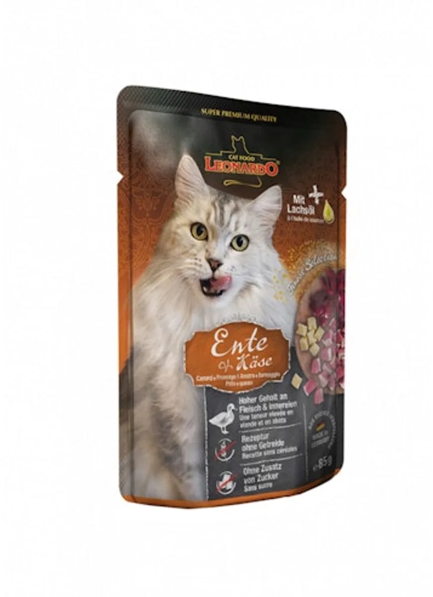 Eend + Kaas - Natvoer - Adult Kat - 16 x 85 g de Leonardo – photo produit