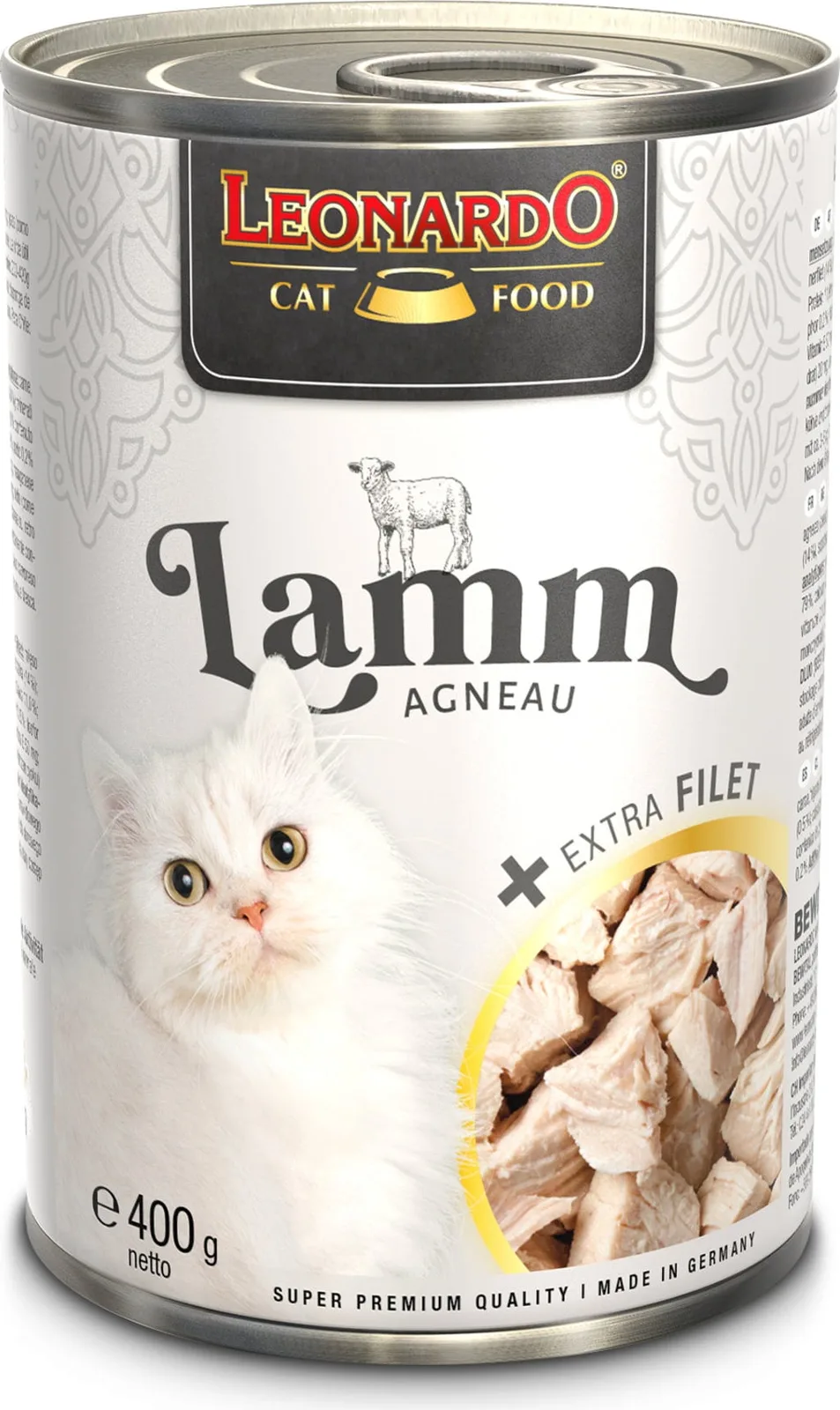 Natvoer met lam + extra filet voor katten 400 gr fra Leonardo – produktbillede