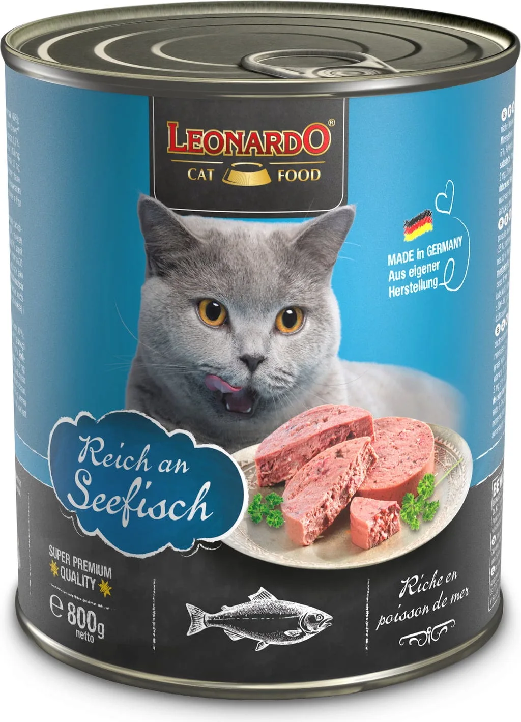 Natvoer rijk aan zeevis voor katten 800 GR de Leonardo – photo produit