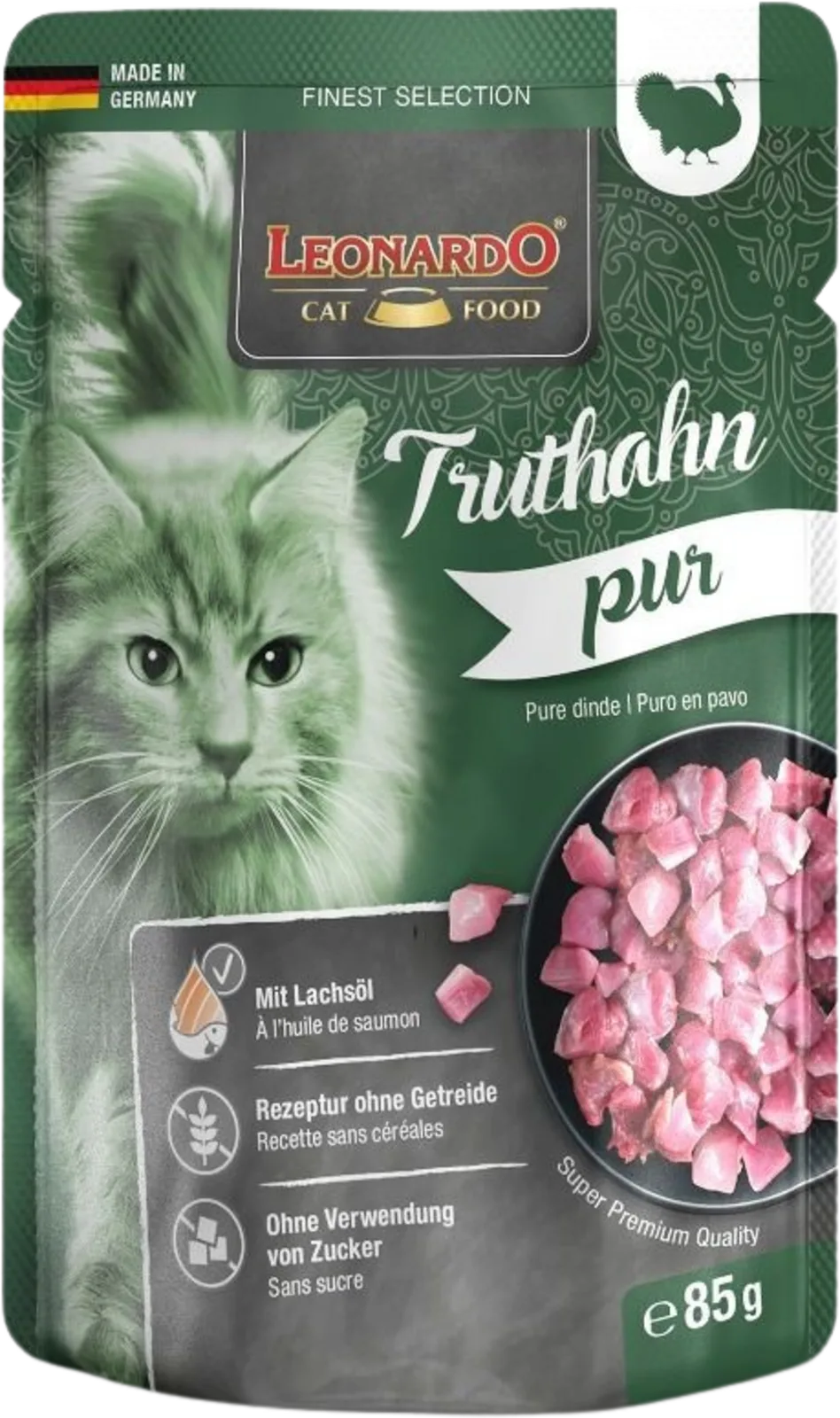 Puur natvoer met kalkoen voor katten 85 gr från Leonardo – produktbild