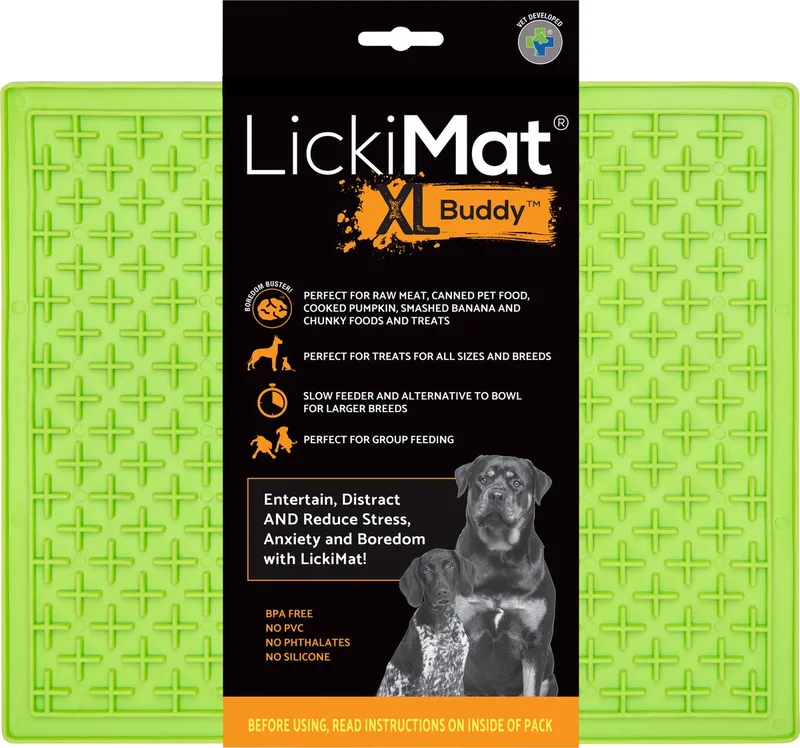 Buddy XL - extra grote likmat voor honden - 25,5 x 30 cm de LickiMat en Vert – photo produit