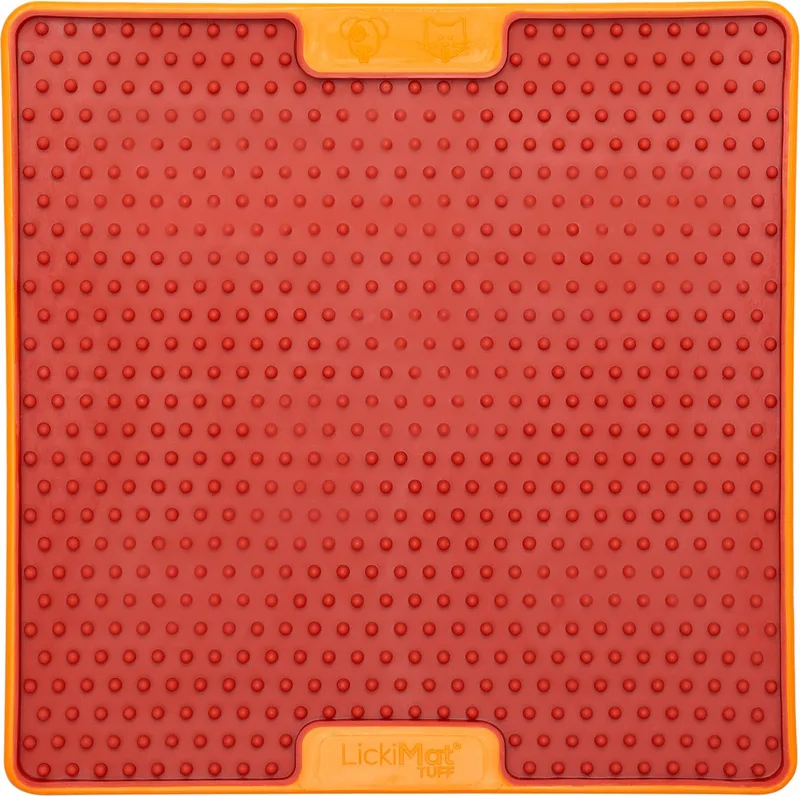 Soother Pro Tuff - Slowfeeder Voermat 20x20 cm - Hondenvoerbak de LickiMat en Orange – photo produit