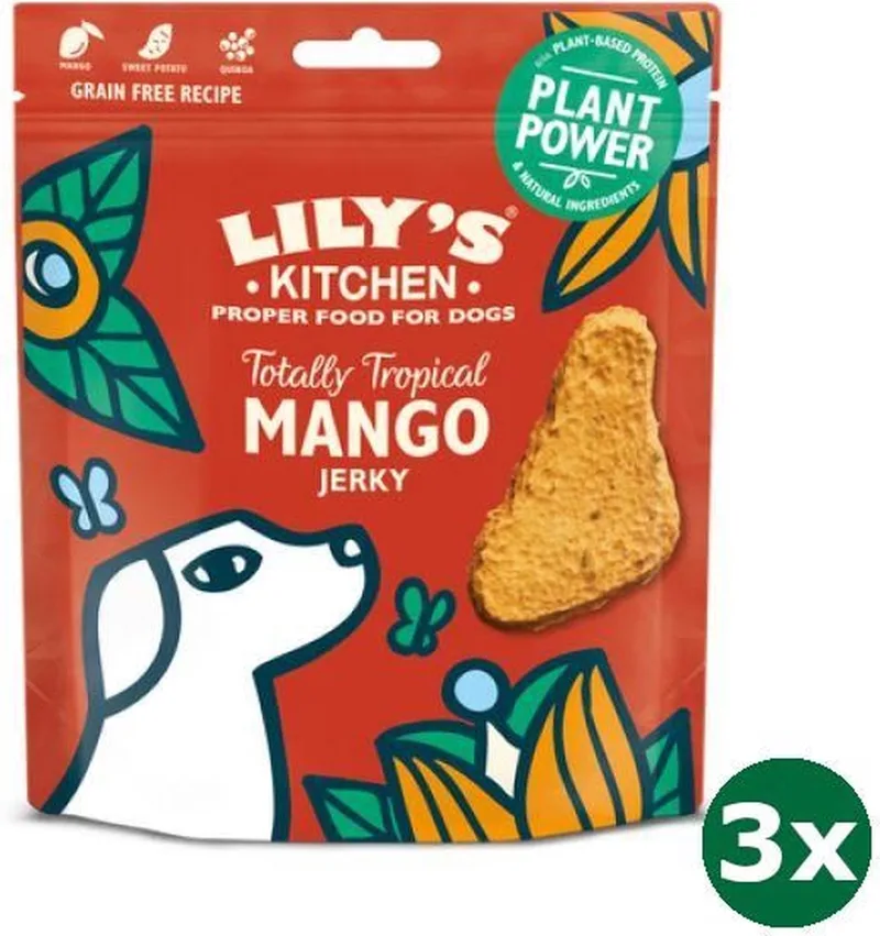 3x70 gr Lily's kitchen dog adult totally tropical mango jerky hondensnack by Lily's Kitchen – product photo
