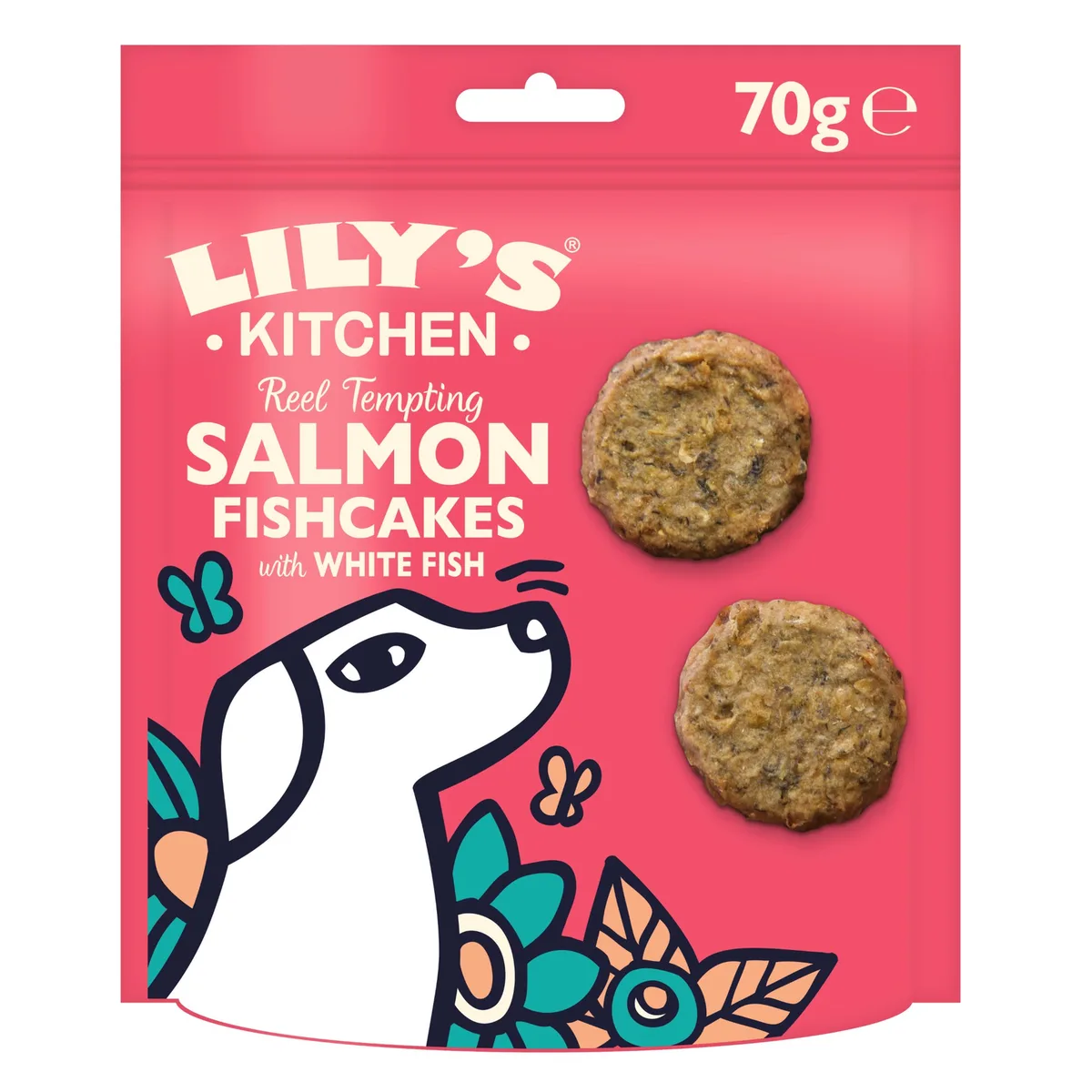 70g Lily's Kitchen Fishcakes met zalm hondensnacks fra Lily's Kitchen – produktbillede