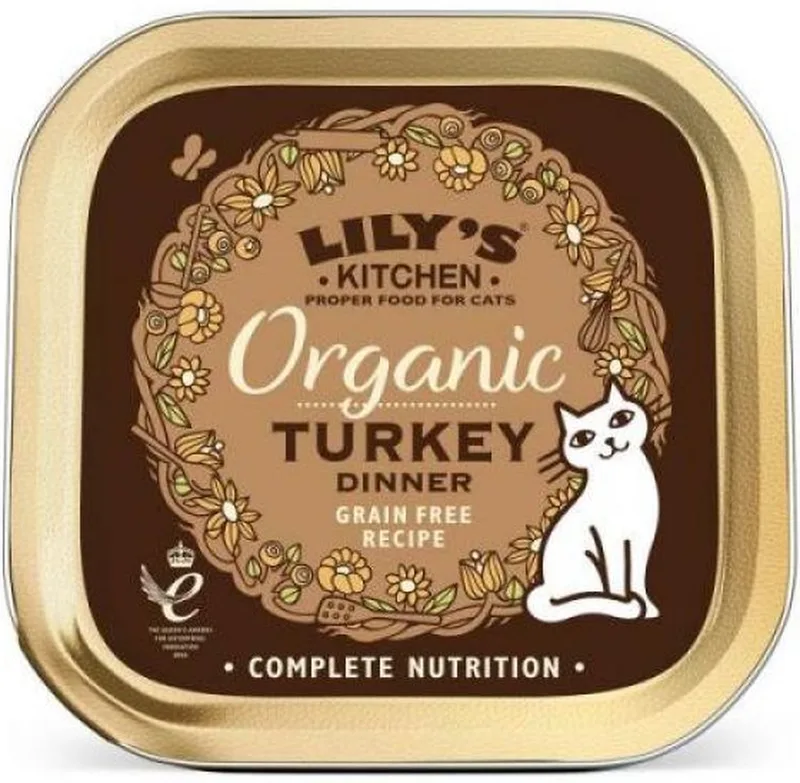 cat organic turkey dinner kattenvoer 3x 19x85 gr fra Lily's Kitchen – produktbillede