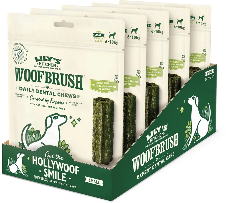 Hondensnacks - Woofbrush Natural Dental Chew - Small 5 x 154 g von Lily's Kitchen – Produktfoto
