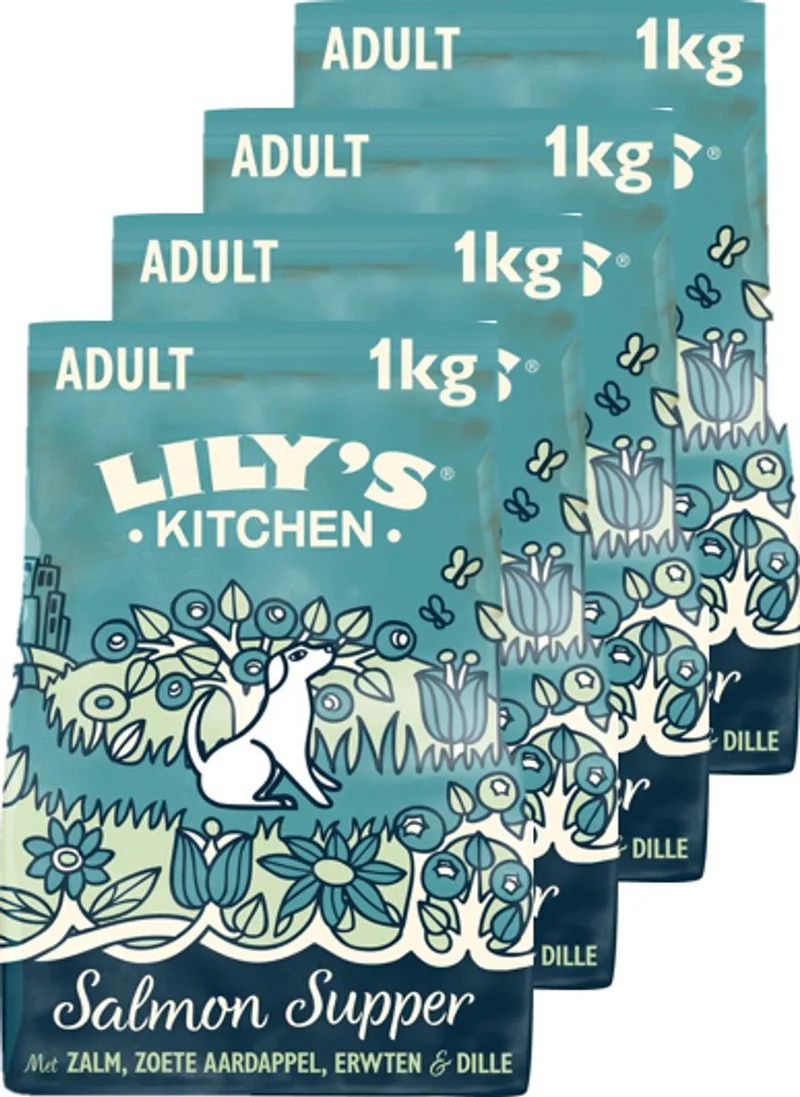 Hondenvoer - Droogvoer - Salmon Supper Hondenvoer met Zalm - 4 x 1 kg von Lily's Kitchen – Produktfoto